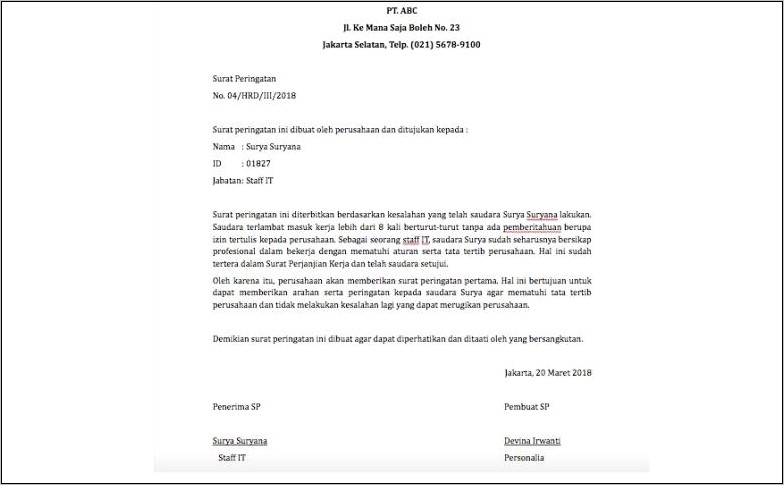 Contoh Surat Perjanjian Terlambat Penandatanganan