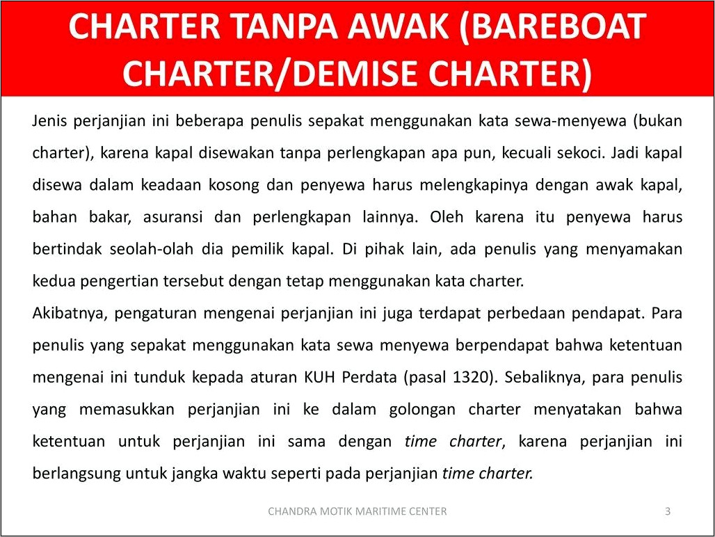 Contoh Surat Perjanjian Time Charter Kapal