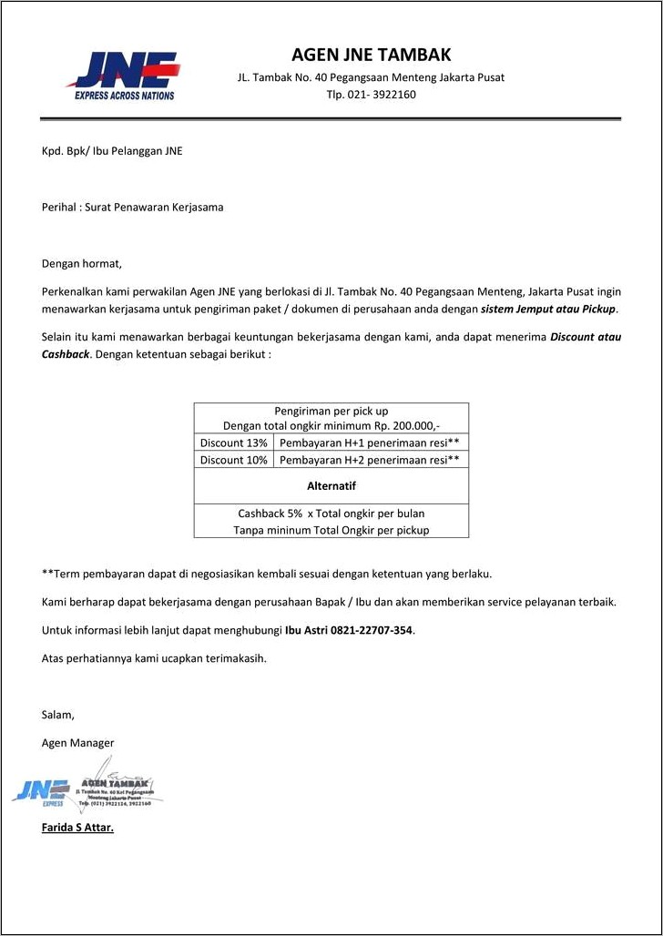 Contoh Surat Permohonan Agen Lion Air