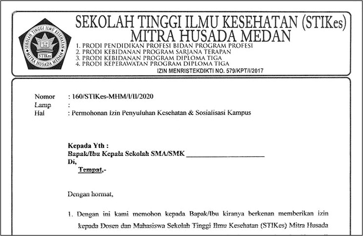 Contoh Surat Permohonan Akreditasi Klinik