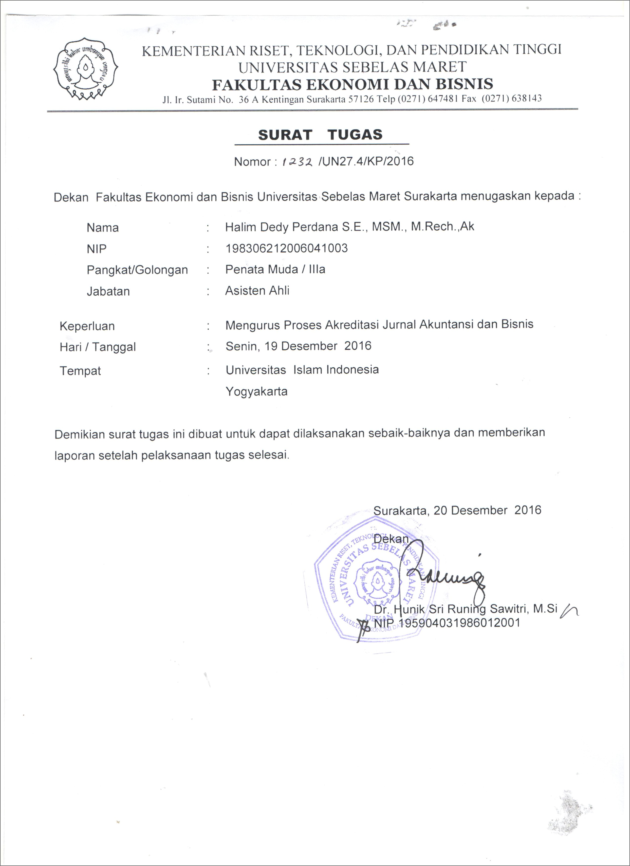 Contoh Surat Permohonan Akreditasi Universitas Wadya Wira Karya Kupang