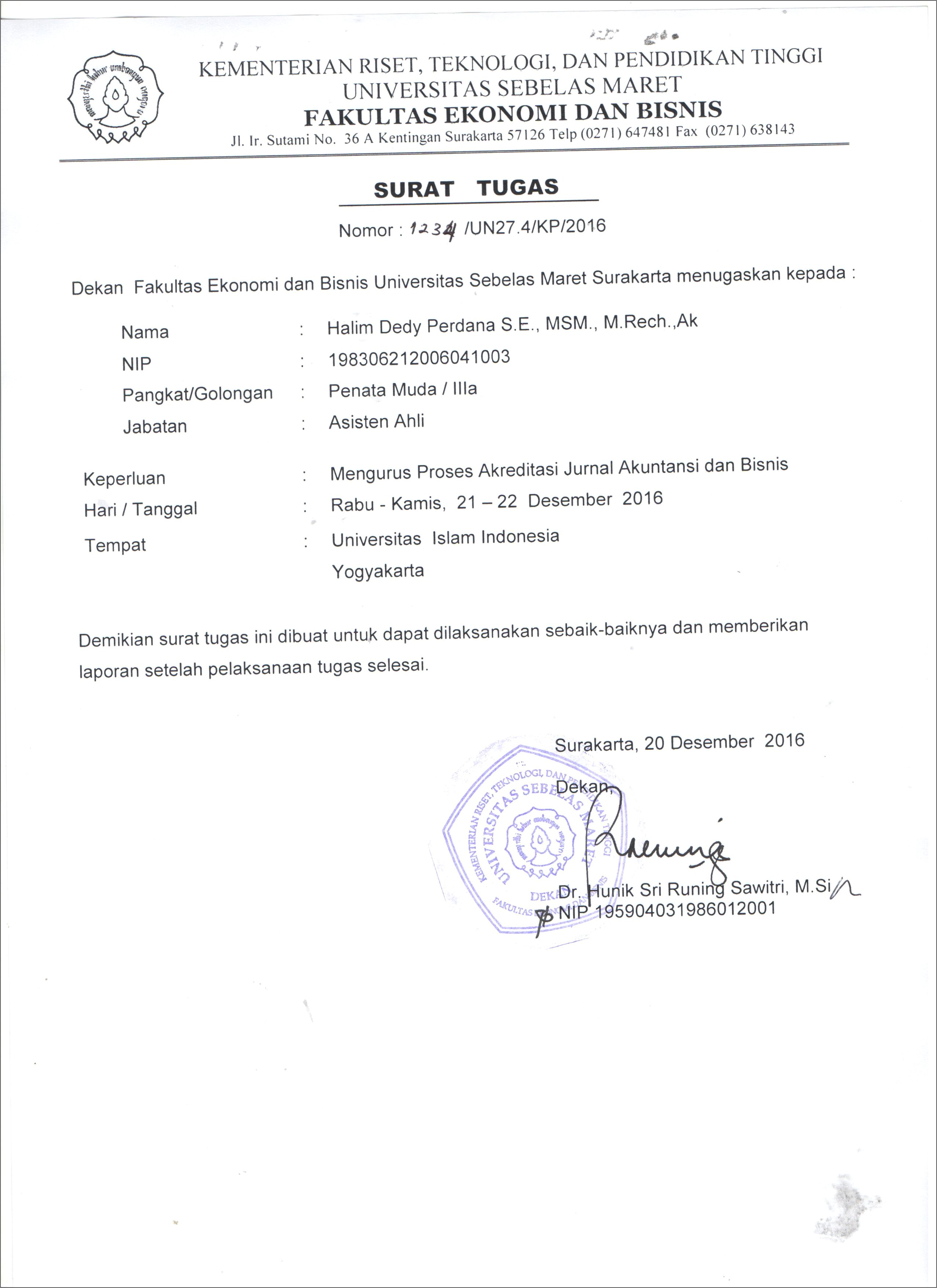 Contoh Surat Permohonan Akreditasi Universitas Wira Karya Kupang