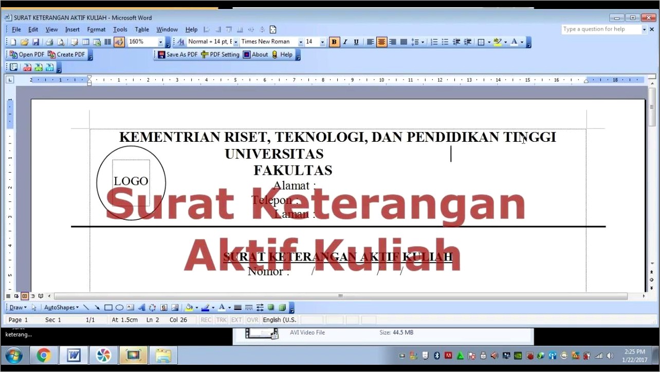 Contoh Surat Permohonan Aktif Perkuliahan