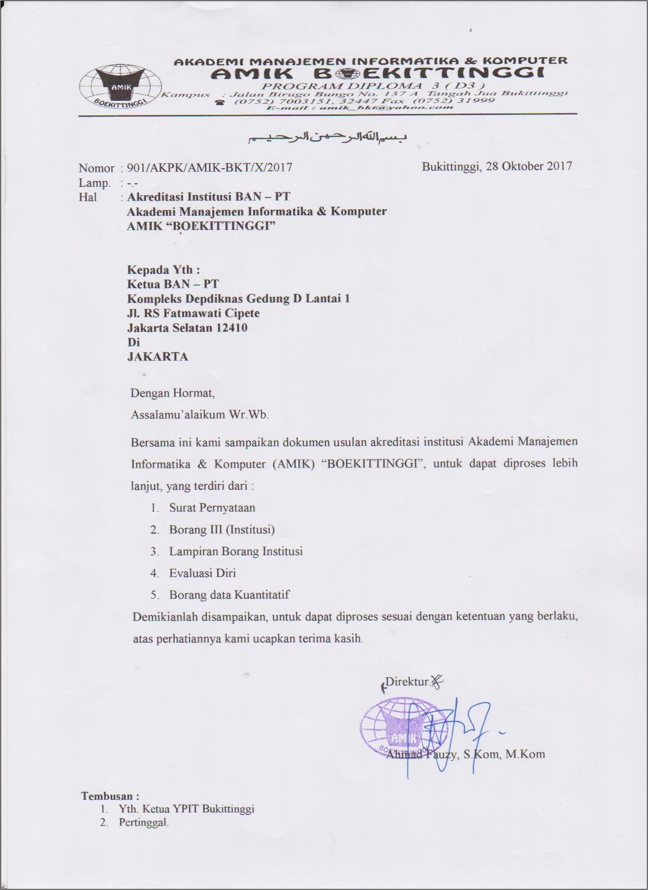 Contoh Surat Permohonan Ban Pt