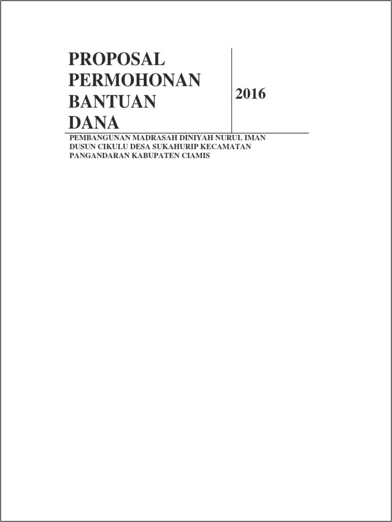 Contoh Surat Permohonan Bantuan Dana Kabupaten Bener Meriah