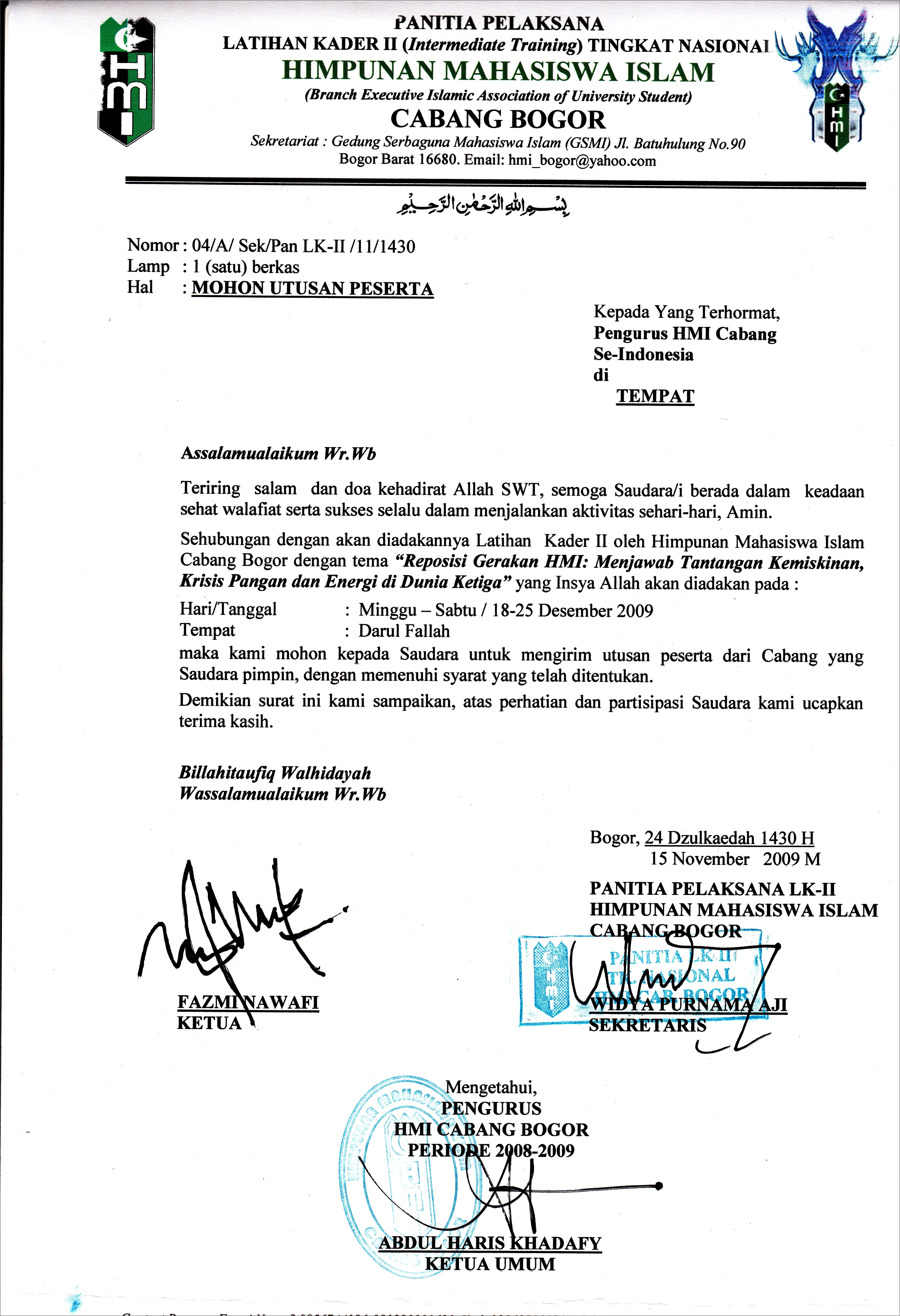 Contoh Surat Permohonan Bantuan Dana Kegiatan Organisasi