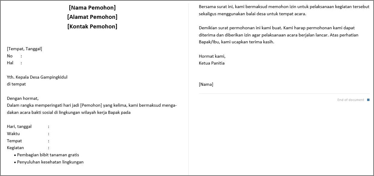 Contoh Surat Permohonan Bantuan Dana Kegiatan Perkuliahan