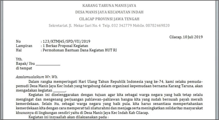 Contoh Surat Permohonan Bantuan Dana Pkb Gmim