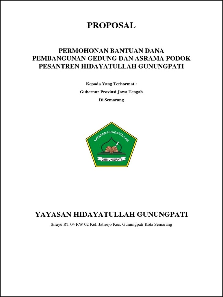 Contoh Surat Permohonan Bantuan Danan Pembangunan Ponpes