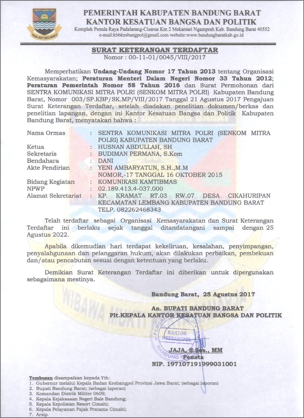 Contoh Surat Permohonan Bantuan Pam Swakarsa