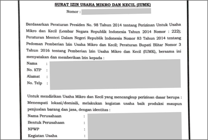 Contoh Surat Permohonan Bantuan Ukm