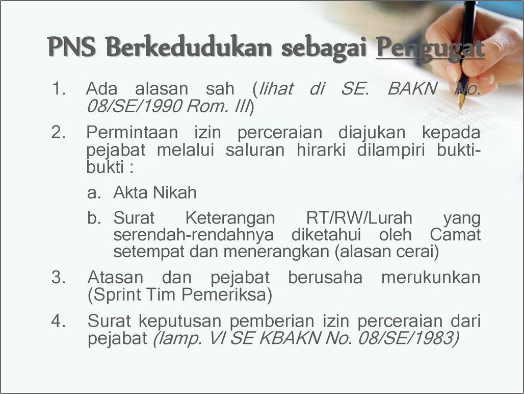 Contoh Surat Permohonan Cerai Bagi Pns