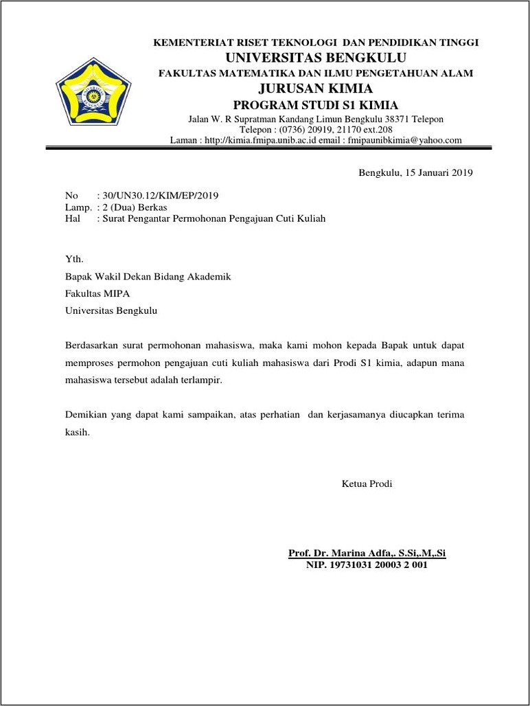 Contoh Surat Permohonan Cuti Ganti Uantg