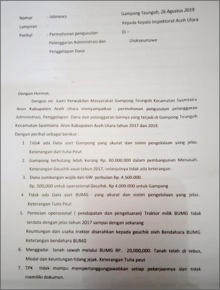 Contoh Surat Permohonan Dana Dukaan