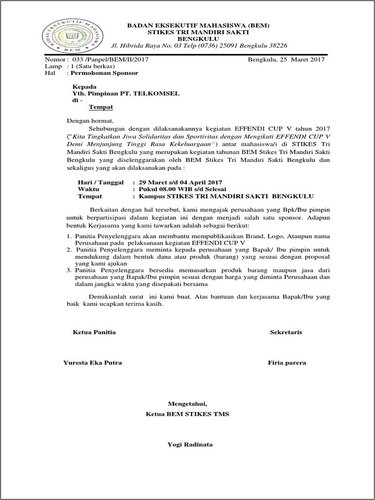 Contoh Surat Permohonan Dana Pembangunan Bale Dakwah