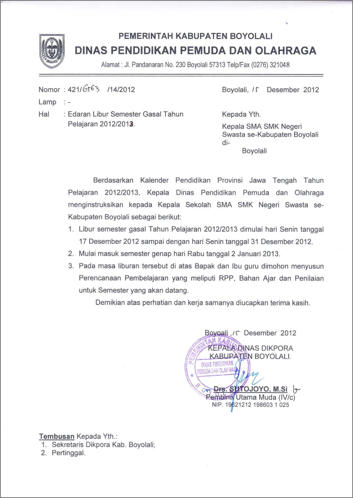 Contoh Surat Permohonan Dana Wali Murid