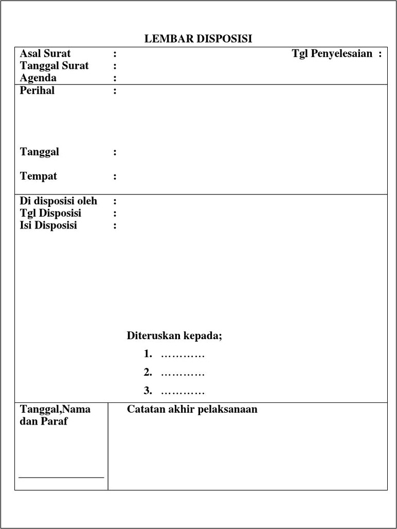 Contoh Surat Permohonan Disposisi