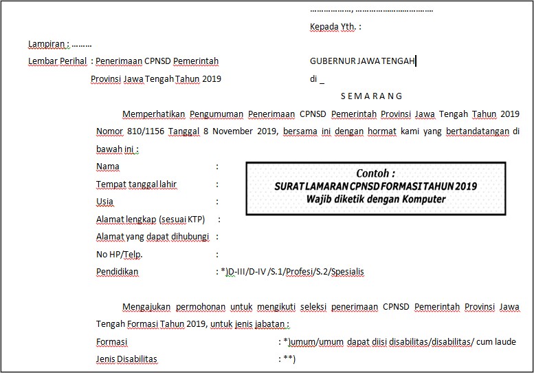 Contoh Surat Permohonan Domisili Kota Mataram