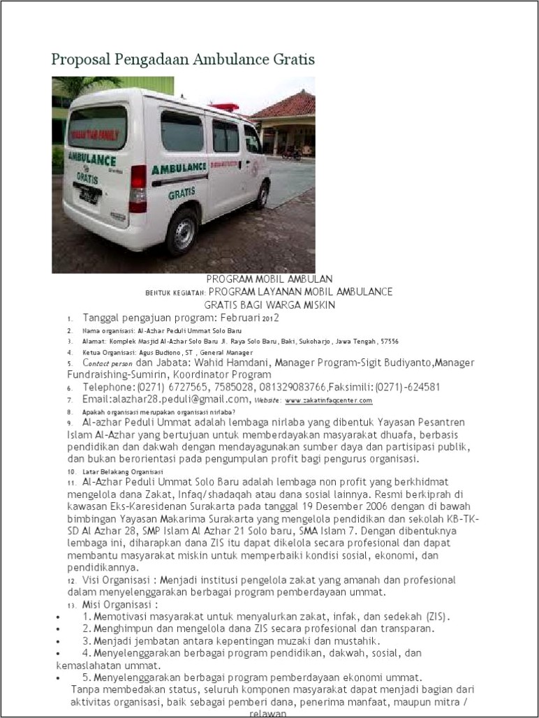 Contoh Surat Permohonan Donasi Pengadaan Ambulan