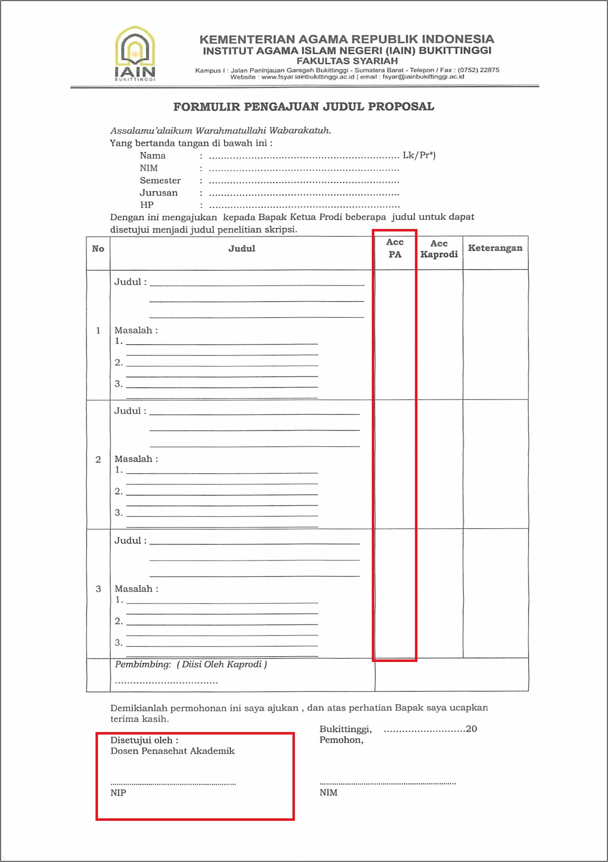 Contoh Surat Permohonan Dosen Pembimibing Proposal