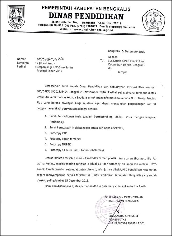 Contoh Surat Permohonan Dukungan Bupati Mewakili Kabupaten Lomba