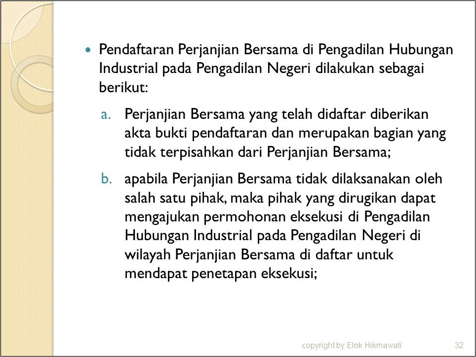 Contoh Surat Permohonan Eksekusi Perjanjian Bersama