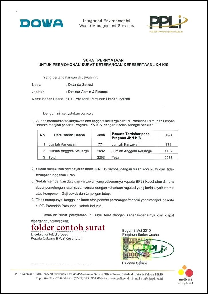 Contoh Surat Permohonan Entry Data