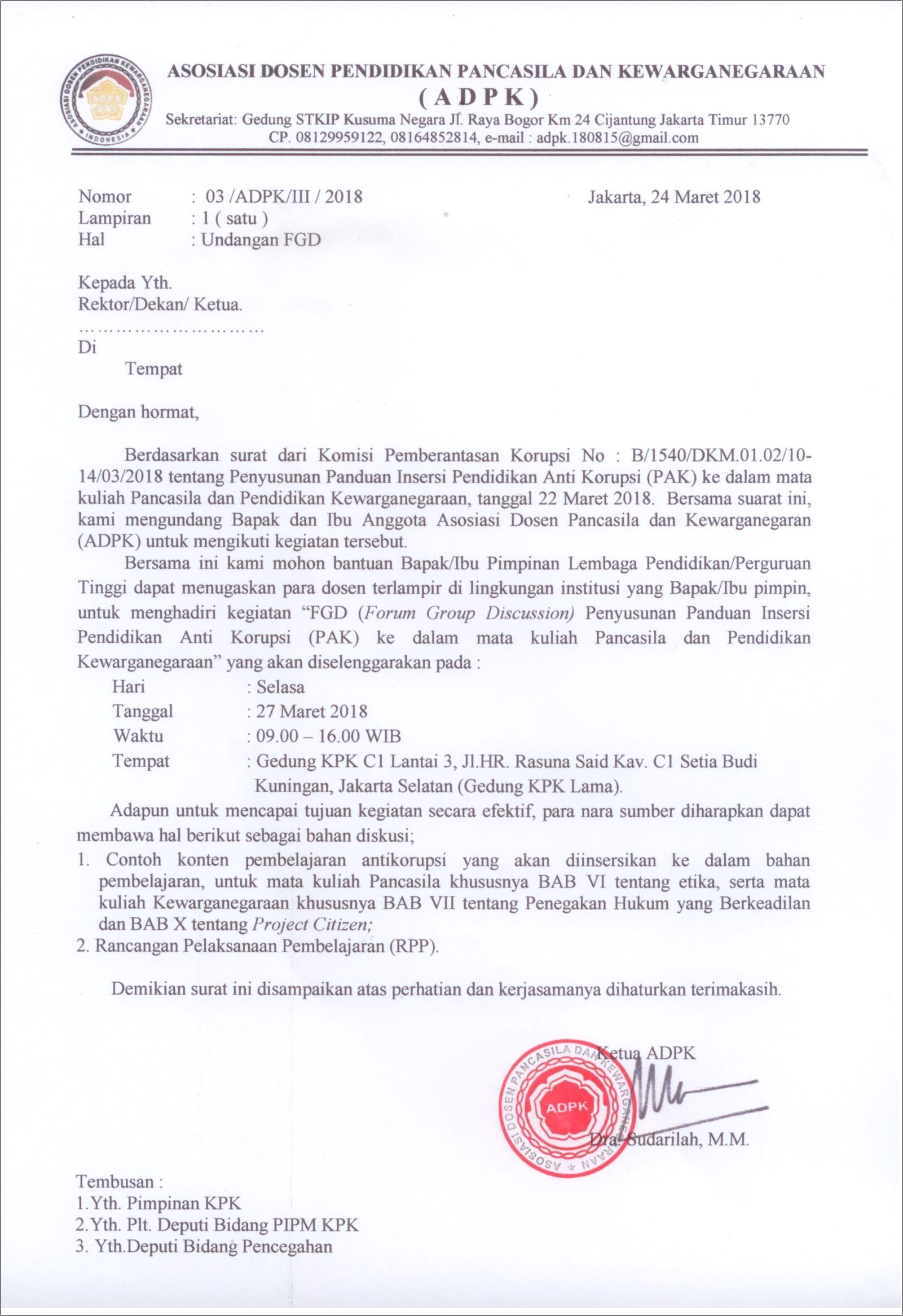 Contoh Surat Permohonan Fgd