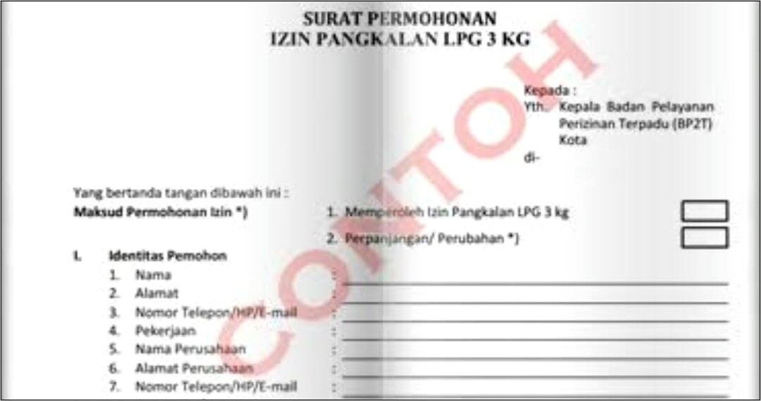 Contoh Surat Permohonan Gas