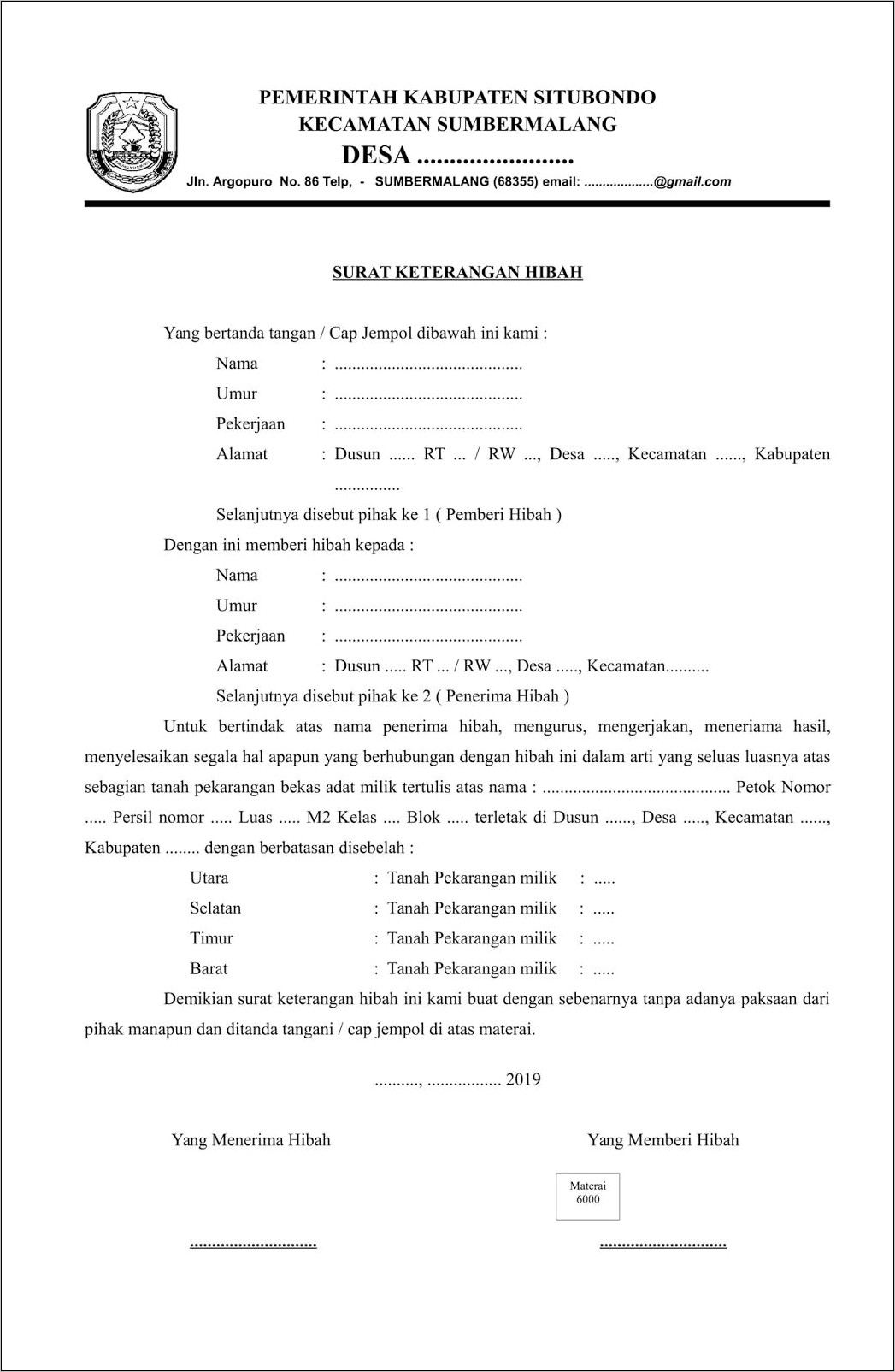 Contoh Surat Permohonan Hidah Tanah Pdf