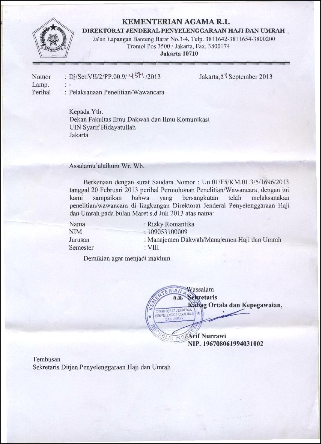 Contoh Surat Permohonan Ijin Haji Untuk Lembaga