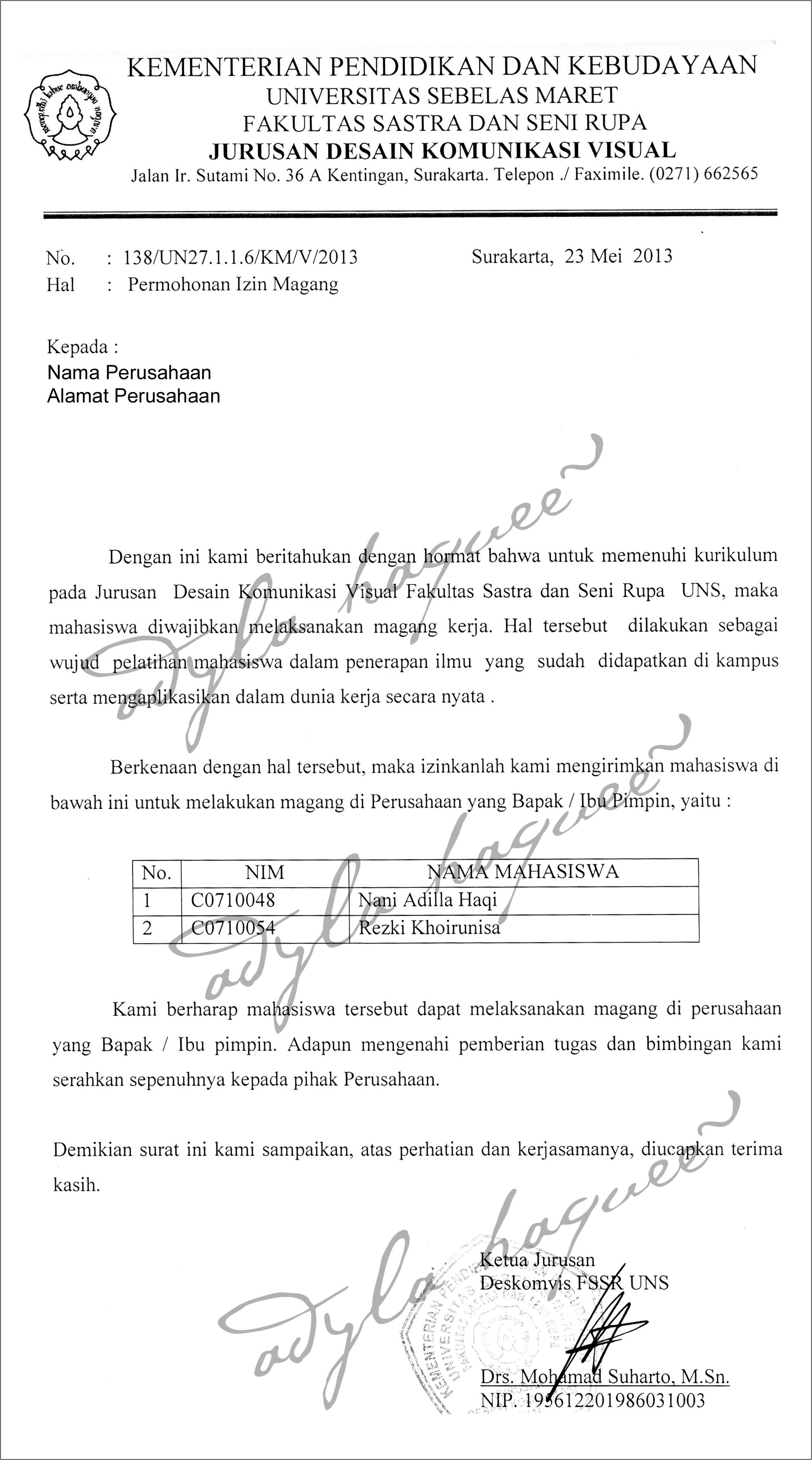 Contoh Surat Permohonan Ijin Ke Komun