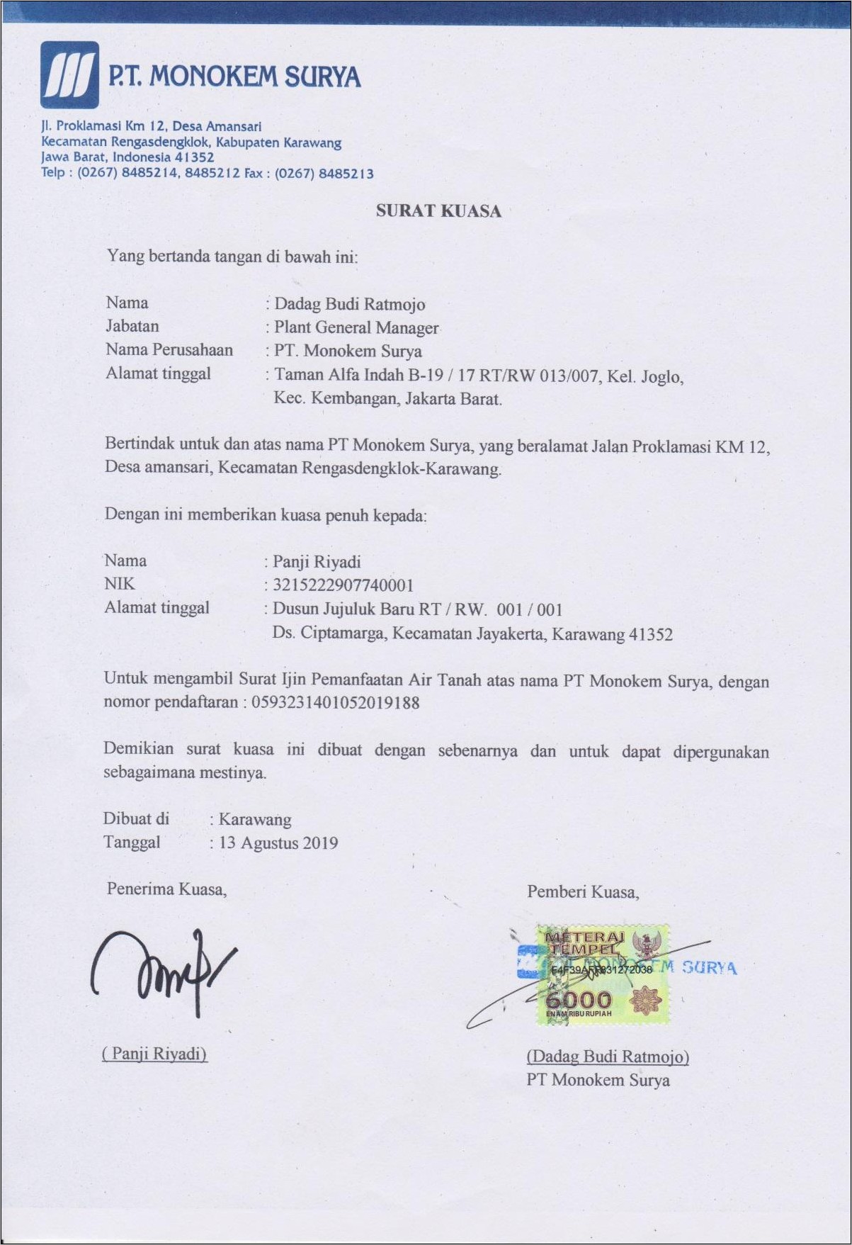 Contoh Surat Permohonan Izin Di Dpmptsp Jawa Barat
