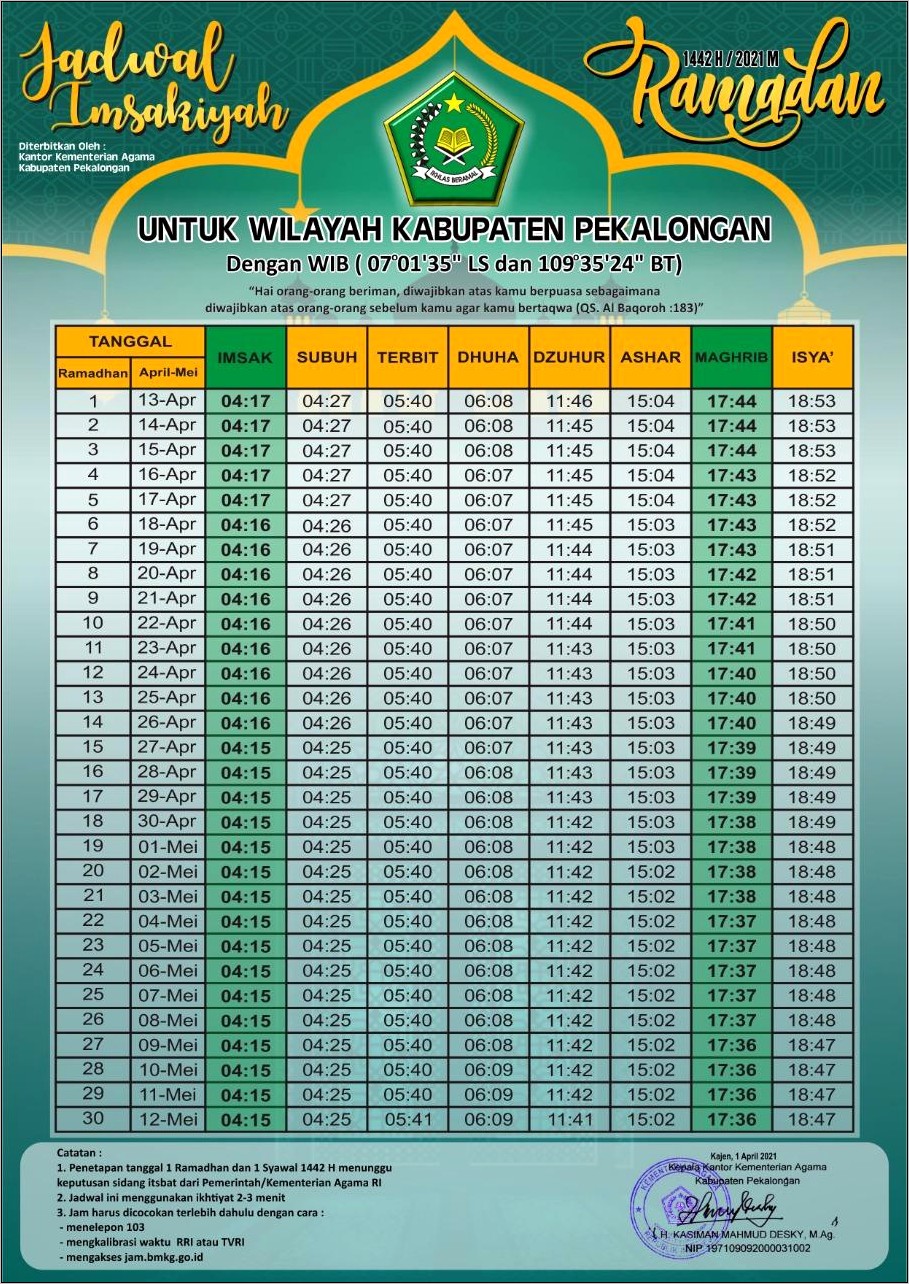 Contoh Surat Permohonan Jadwal Imsakiyah 2017