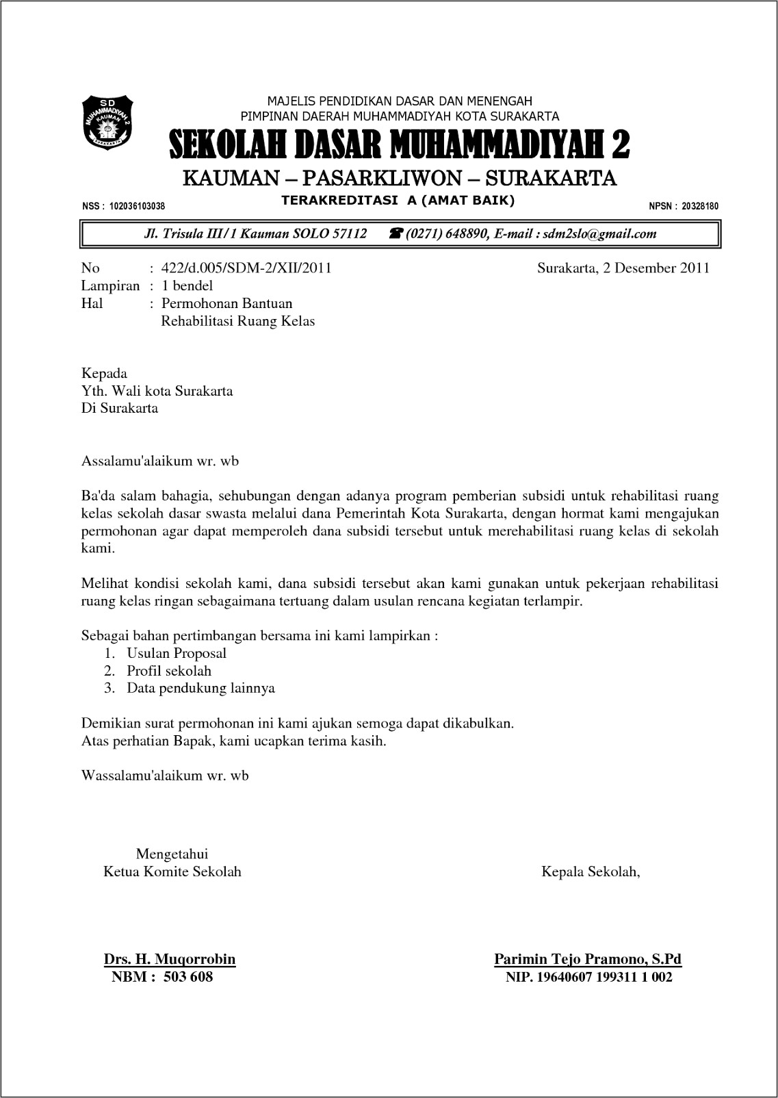 Contoh Surat Permohonan Jariyah