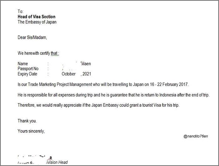 Contoh Surat Permohonan Ke Embassy Di Sponsori Oleh Perusahaan