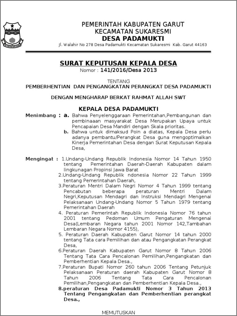 Contoh Surat Permohonan Ke Pemerintah Desa