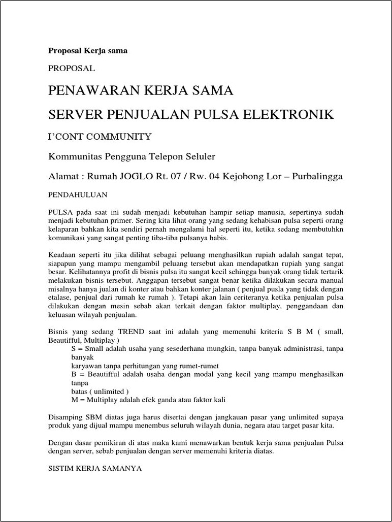 Contoh Surat Permohonan Kejasama