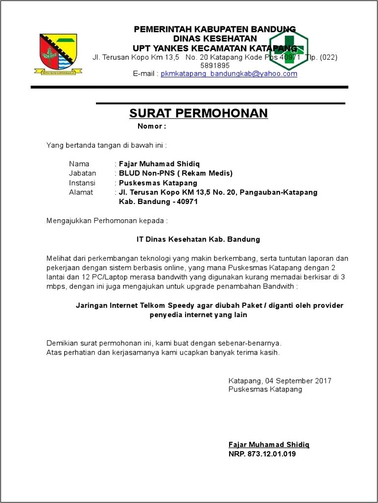 Contoh Surat Permohonan Keringanan Pembayaran Nkredit