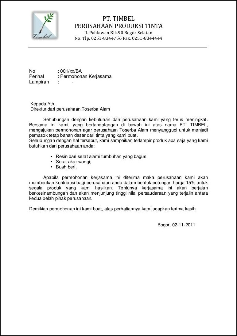 Contoh Surat Permohonan Kerjasama Laborat