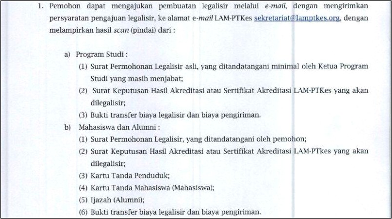 Contoh Surat Permohonan Legalisir Lam Ptkes