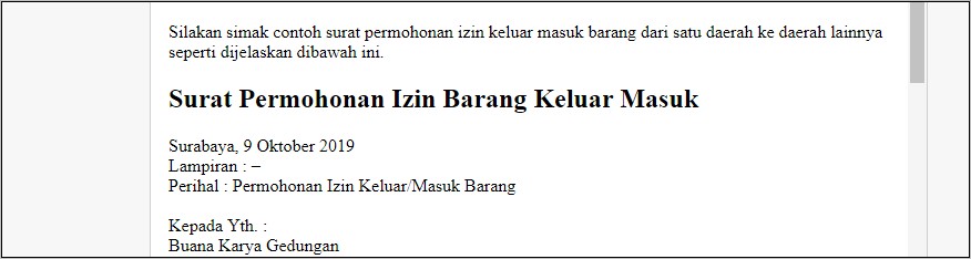 Contoh Surat Permohonan Loading Barang