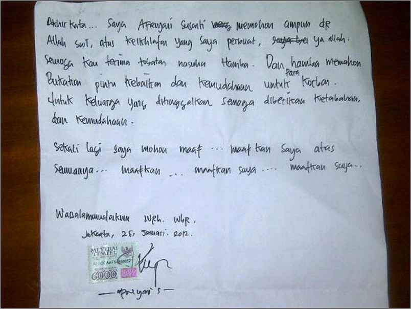 Contoh Surat Permohonan Maaf Dan Ulang Tahun