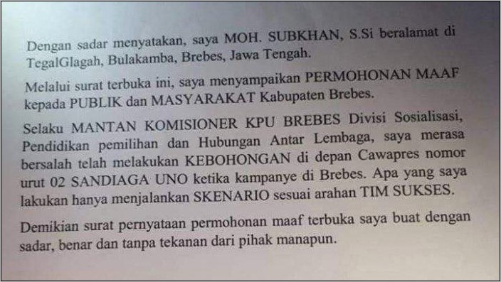 Contoh Surat Permohonan Maaf Perusaah