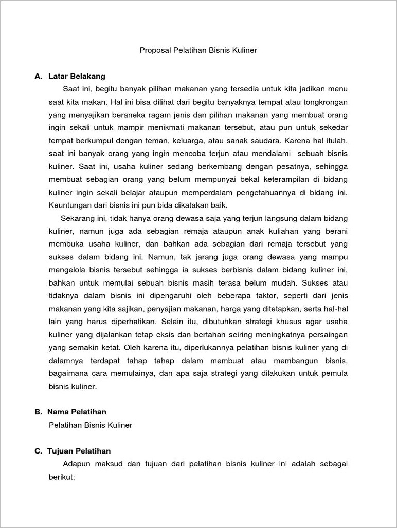 Contoh Surat Permohonan Melakukan Pelatihan Masak