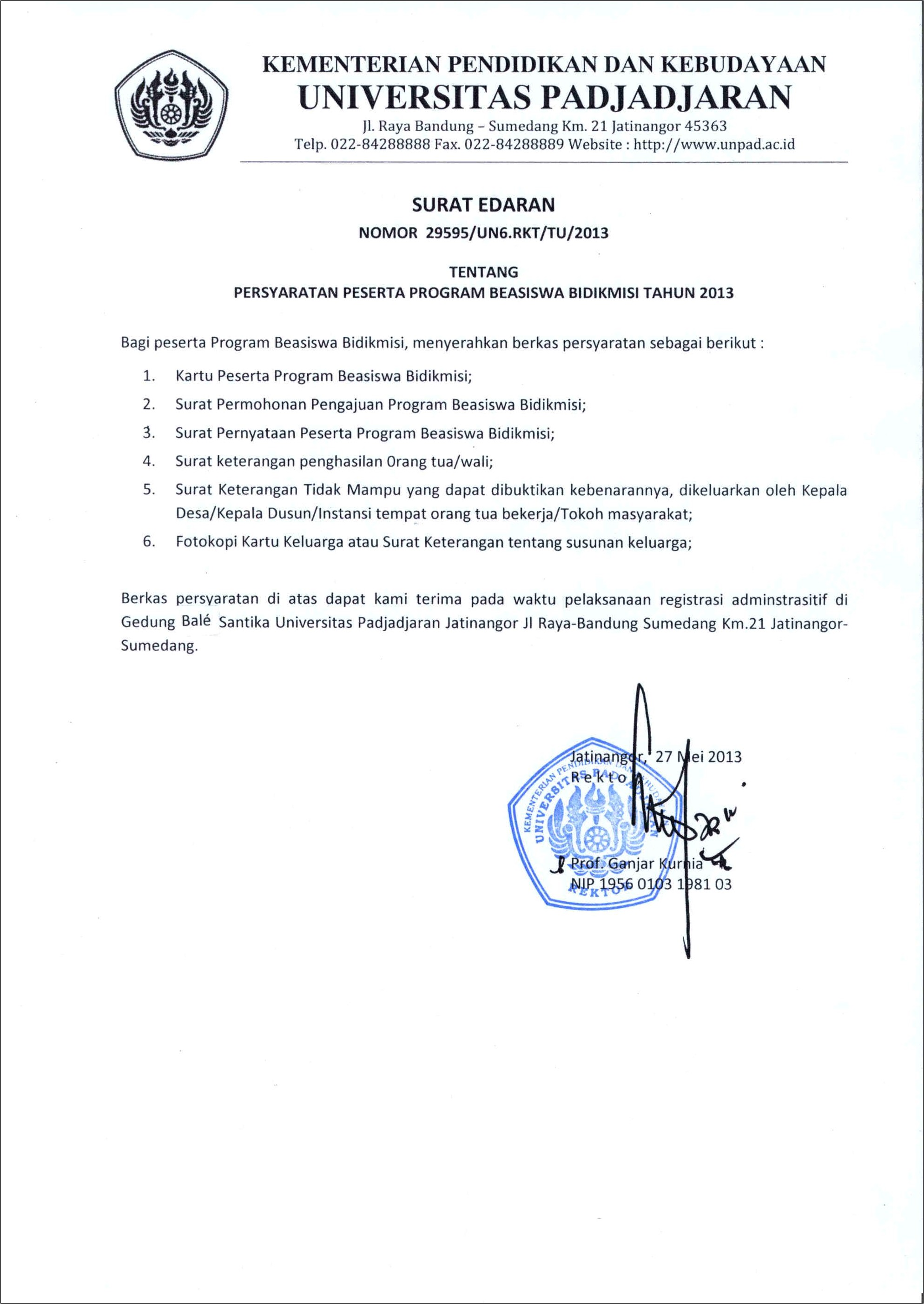 Contoh Surat Permohonan Mendapat Jalur Undangan Kepada Universitas