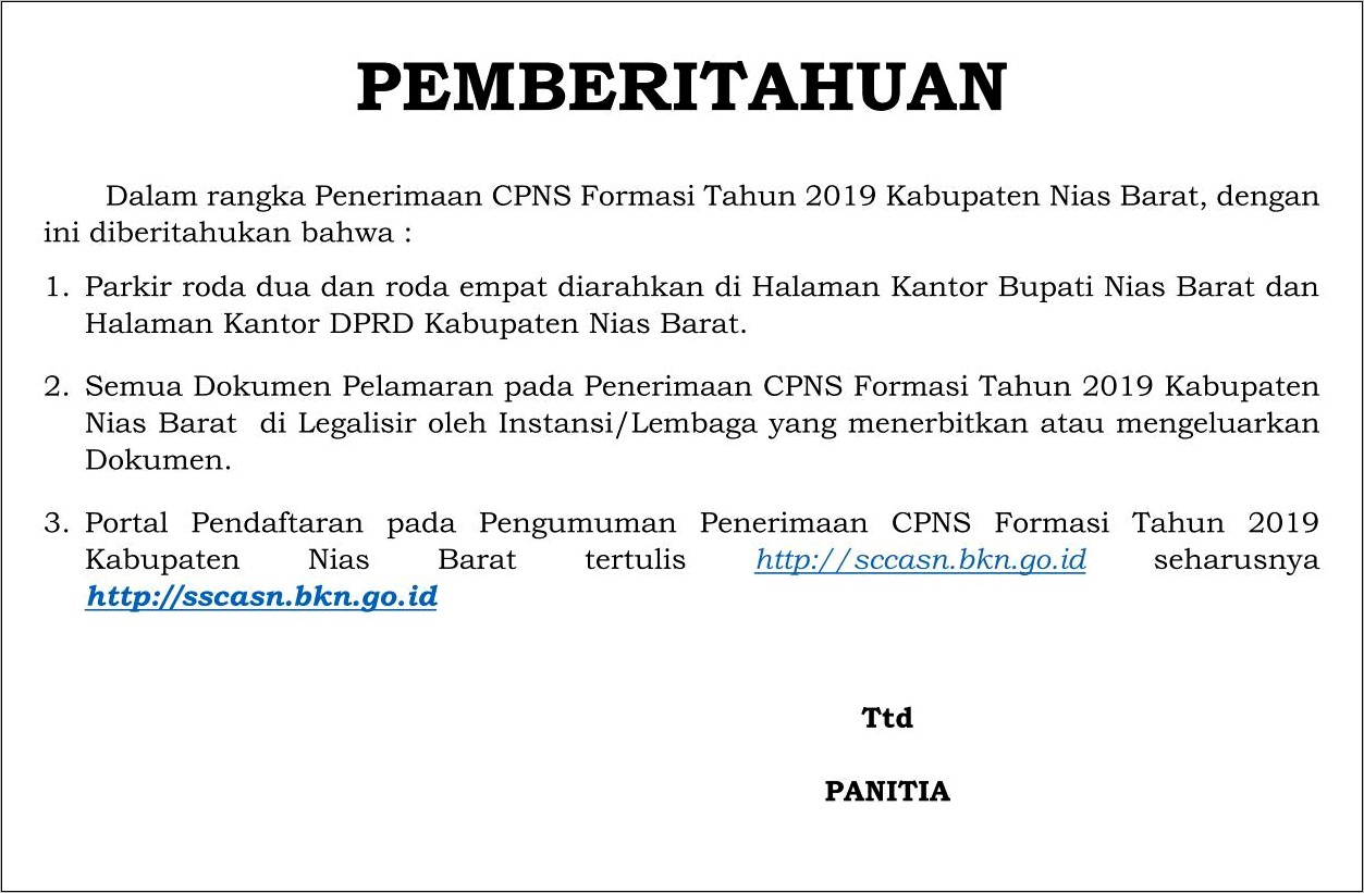 Contoh Surat Permohonan Mengikuti Cpns 2019 Sumatera Utara
