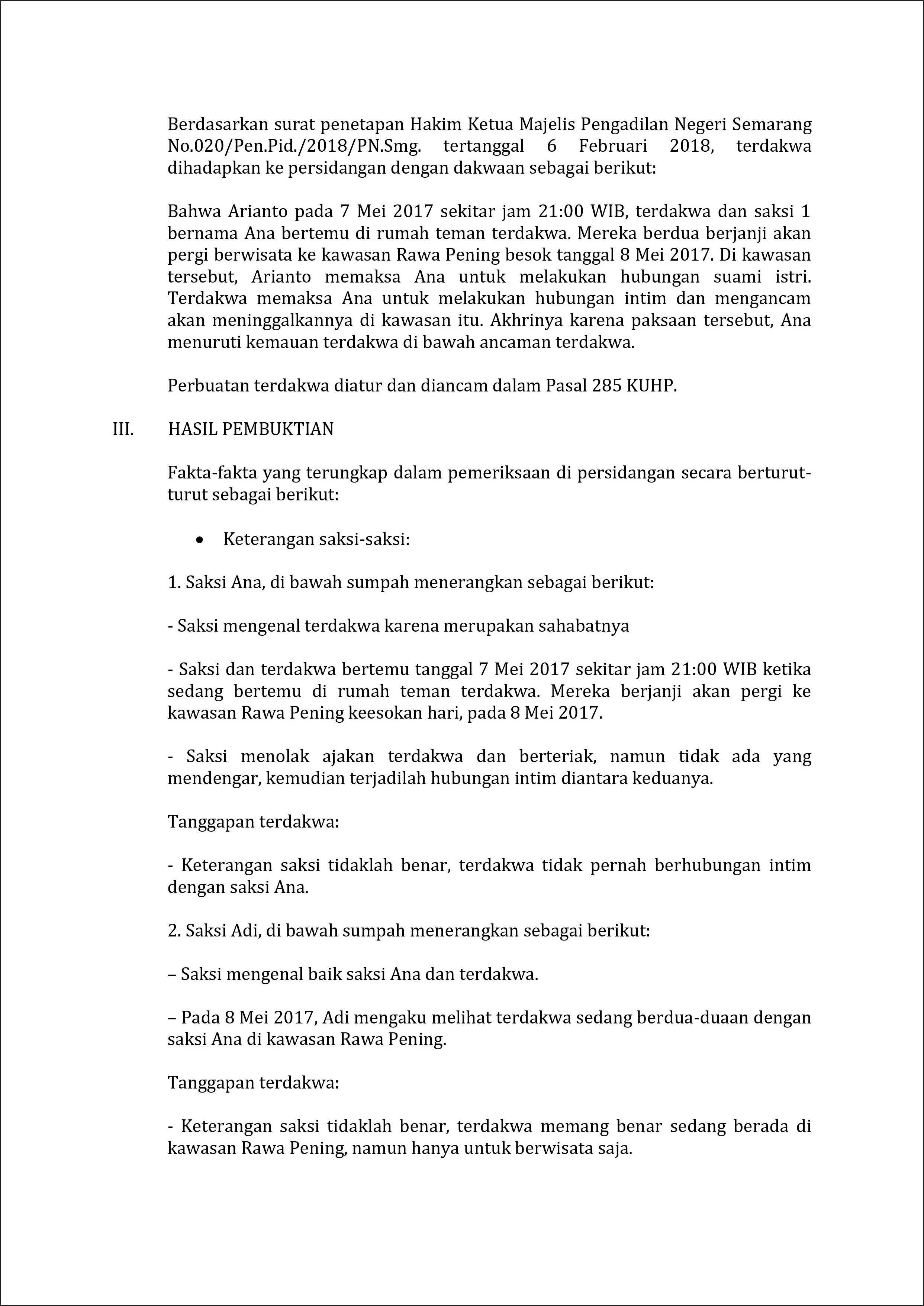 Contoh Surat Permohonan Menjadi Saksi Dipersidangan