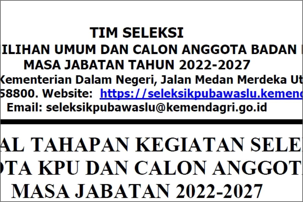 Contoh Surat Permohonan Menjadi Timsel Kpu