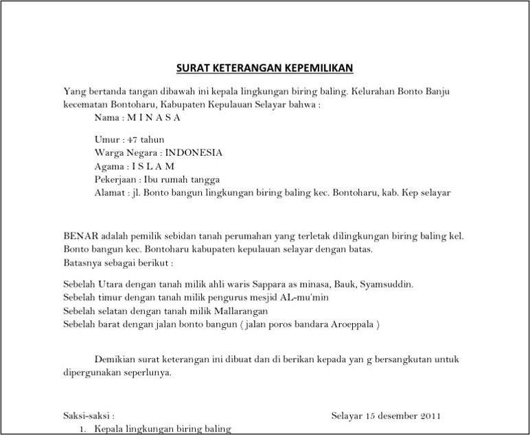 Contoh Surat Permohonan Mutasi Pajak